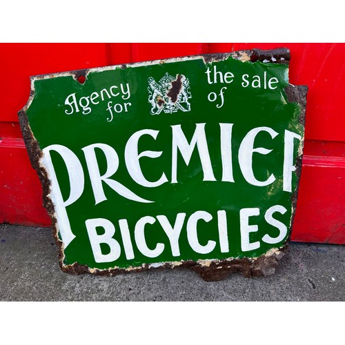 115 - Premier  bicycle double sided enamel advertising sign H38cm W46cm