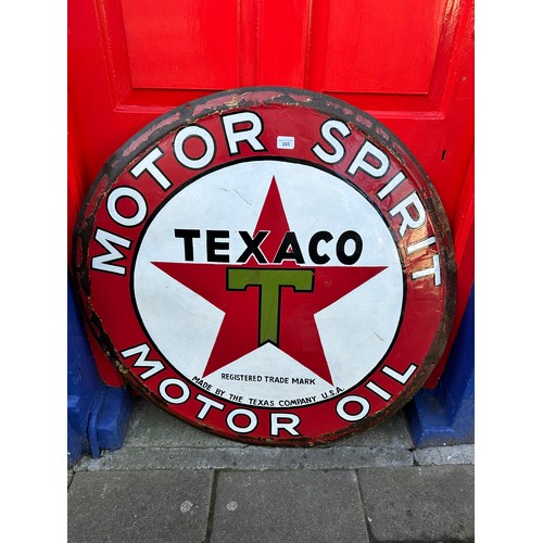 265 - Large Texaco motor spirit /motor oil enamel garage sign 99cm