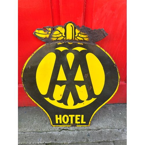 171 - AA Hotel double sided enamel sign H63cm W55cm