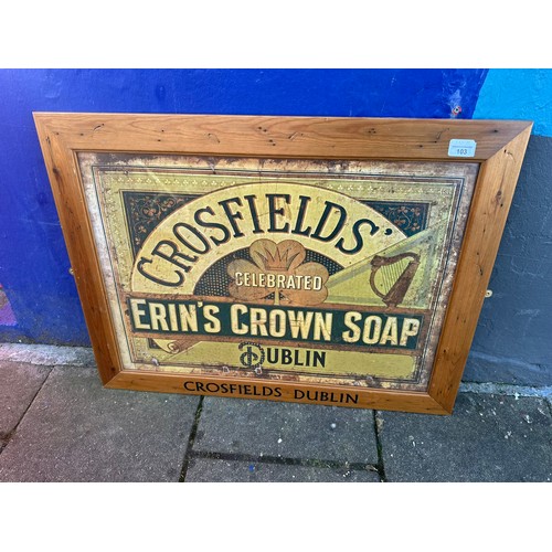 103 - Cross Fields Eire crown soap, Dublin  pictorial pub advertising  H63cm W81cm