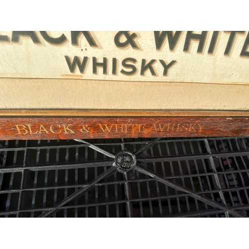 124 - Black & White Whisky pictorial pub  advertising house in oak frame H58cm W48cm