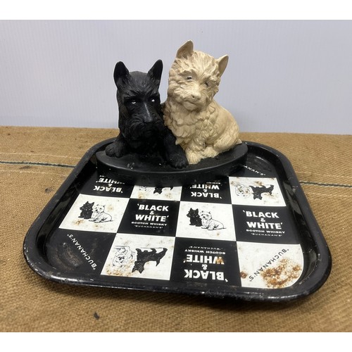 111 - Black and white original tray with dogs