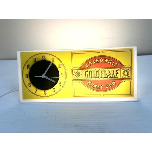 105 - Gold flake light up shelve clock quarts movement