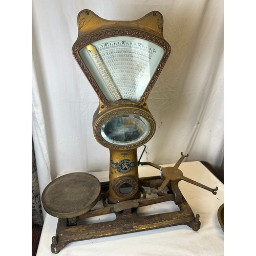 209 - Beatiful art Deco brass shop scales in excellent conition