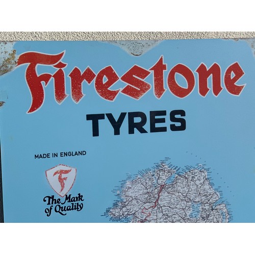 50 - Firestone Tyres “Map Of Ireland” pictorial advertising tin Sign. H124cm W74cm