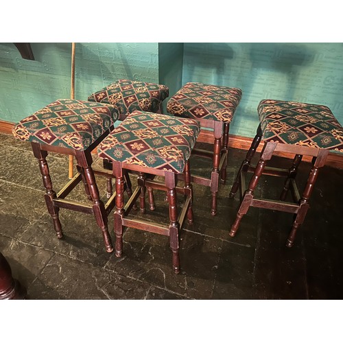 108 - A collection of 5 tall stools, solid