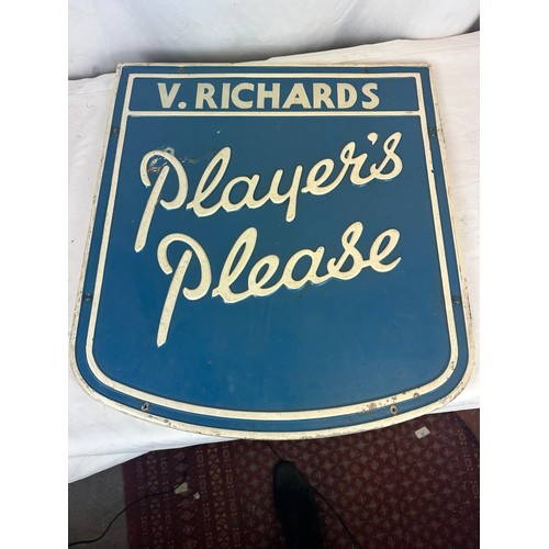 247 - Players Please 2 sided embossed sign 'V. Richards'