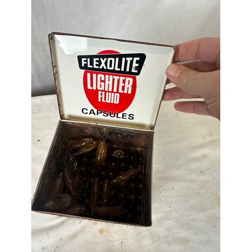 321 - Flexolite Lighter fluid tin box with contents and Old Holborn tobacco box