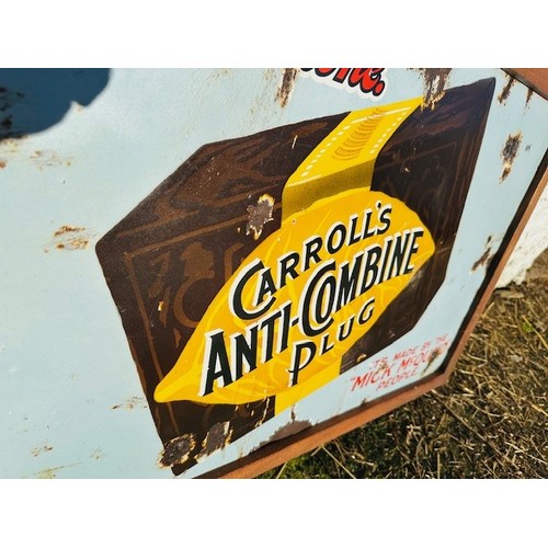 313 - Carrolls Cigarettes, “Made By The Mick McQuaid People” pictorial pub advertising enamel sign, housed... 