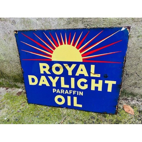 330 - Royal Daylight Paraffin Oil Advertising Pictorial Pub Enamel double sided Sign. H47cm W57cm