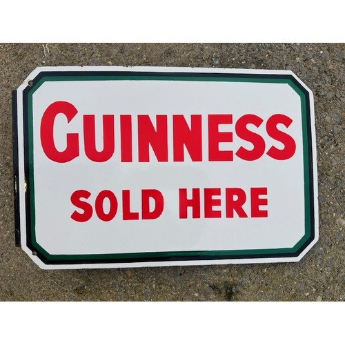 75A - Guinness Sold Here enamel sign , double sided, 1940's, 19'' x 12''