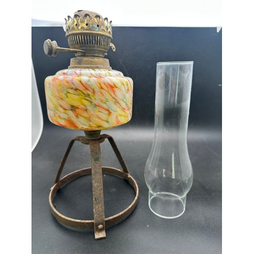 340 - Beautiful Victorian oil lamp with multi coloured bowl