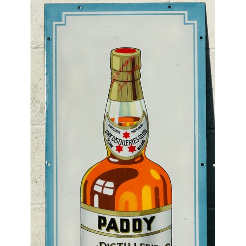 346 - Paddy Old Irish Whiskey Cork Distilleries Company, large pictorial pub advertising Enamel Sign. This... 