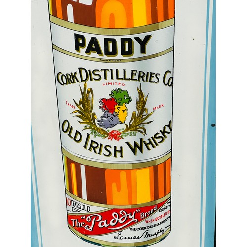 346 - Paddy Old Irish Whiskey Cork Distilleries Company, large pictorial pub advertising Enamel Sign. This... 