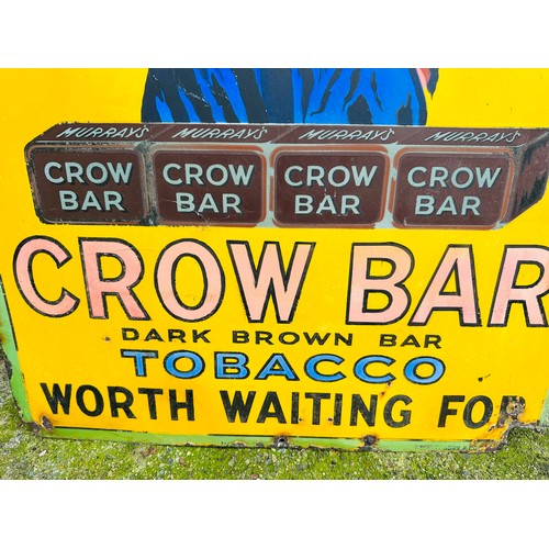 335 - Crow Bar Tobacco  “The Sensible Man Worth Waiting For” Advertising Pictorial Pub Enamel Sign. H91cm ... 