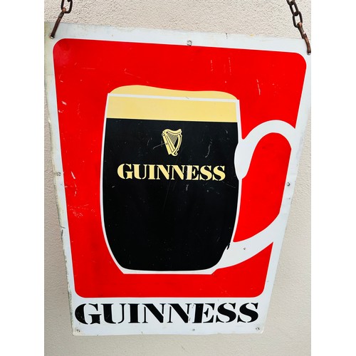 82 - Guinness double sided tankard/goblet pictorial advertising  glass pub sign. H62cm W44cm