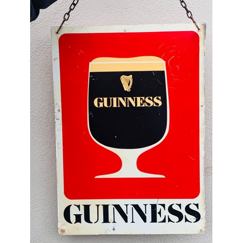 82 - Guinness double sided tankard/goblet pictorial advertising  glass pub sign. H62cm W44cm