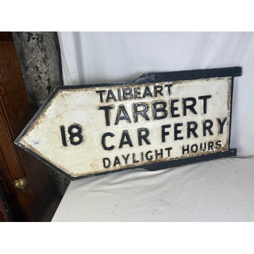 252 - ''Tarbert Car Ferry 18'' vintage Irish road sign, double sided, bilingual