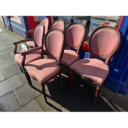 66 - Set 6 balloon back dining chairs including 2 carvers. good condition, 18'' seat h