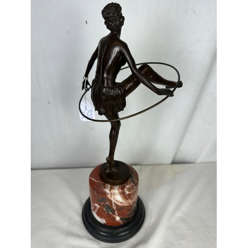 99 - Bronze figure of Dominique Alonso, 18''h on an art deco marble base, foundry mark and signed to base