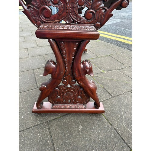 237 - Large mahogany console table profusely carved with climbing cats, 54''w x24''d x 35''h