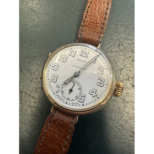 104A - Mappin ‘Campaign’ 9 carat gold officers trench watch
Imported case h/m London 1916
Movement Longines... 