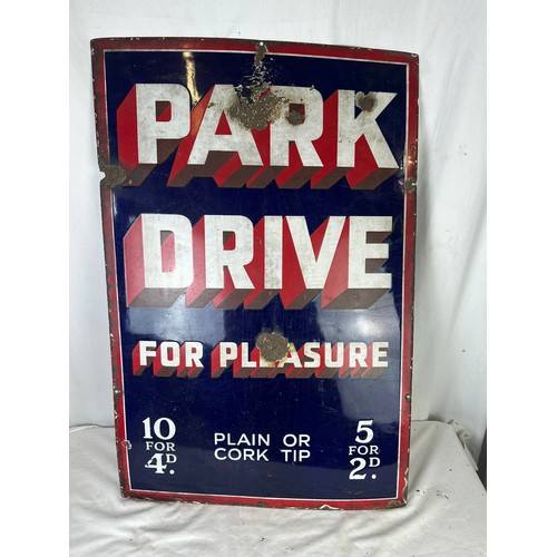 241A - Heavy enamel sign 'Park Drive for Pleasure' 20'' x 30''