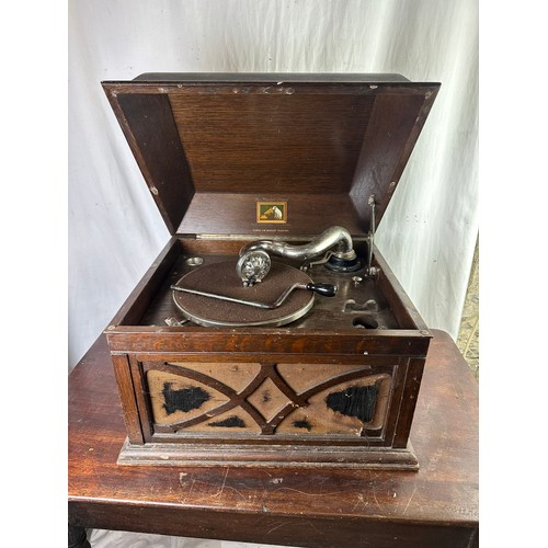 475 - His Masters Voice vintage antique cabinet gramophone