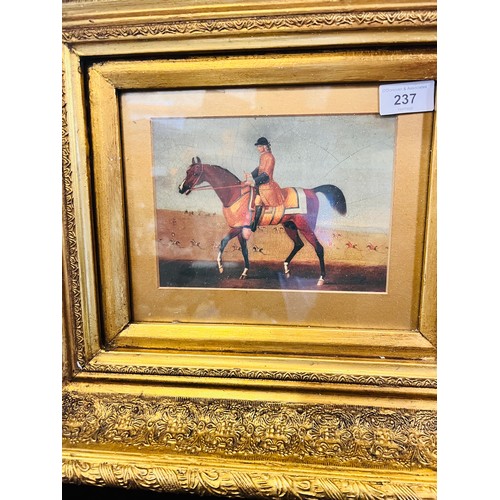 237 - A Victorian hunting print in a magnificent gilt frame 18.5'' x 20.5''