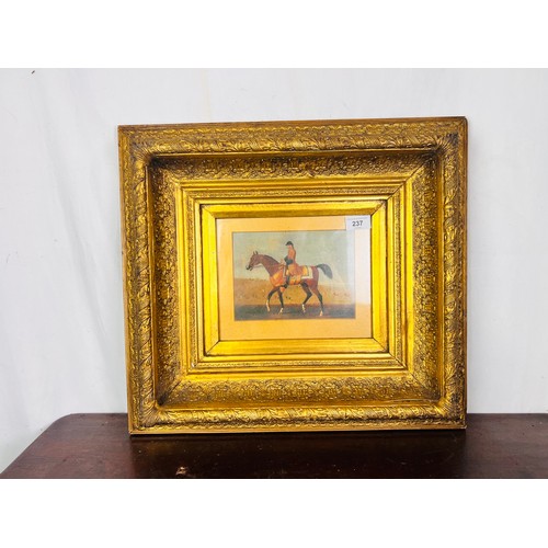 237 - A Victorian hunting print in a magnificent gilt frame 18.5'' x 20.5''