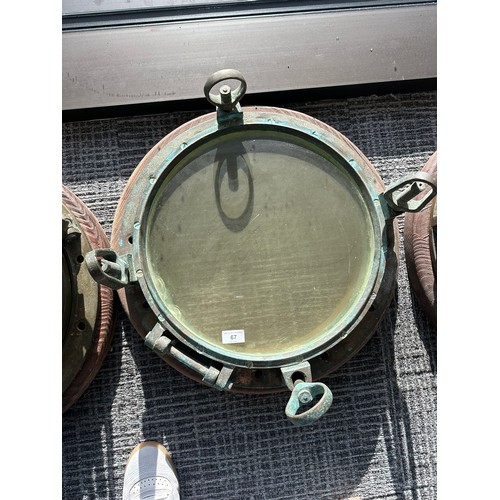67 - Heavy Vintage brass ships porthole, circular window, diameter 51cm