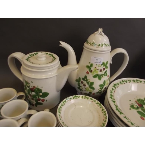 1 - A Portmeirion 'Strawberry' pattern part tea and coffee service comprising tea and coffee pots, six l... 