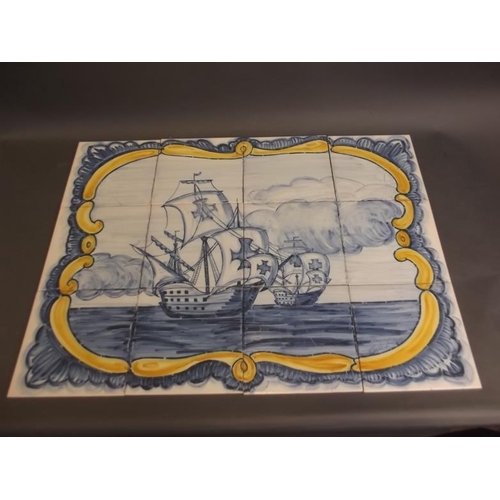 10 - A set of twelve Portuguese tiles depicting square rigged sailing ships, signed Cecilia Silva, 24