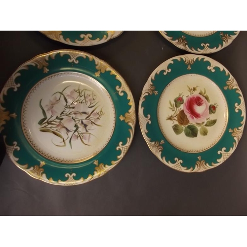 12 - A Victorian nine piece hand decorated porcelain dessert set decorated with flowers, 9