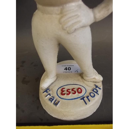 40 - A cast iron advertising figure for Esso 'Frau Tropf', and an advertising sign 'Shell Motor Spirit', ... 