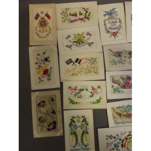 44 - A collection of WWI silk postcards including regimental, Easter etc (24)