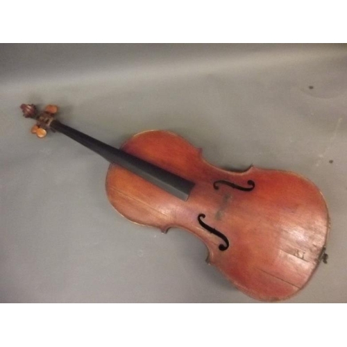 58 - An early cello for restoration, bears label 'Ventapane', 48