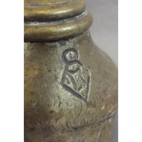 18 - A Victorian brass door stop in the form of a horse's hoof, impressed mark to side, 6