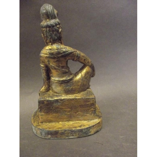 50P - A Chinese gilt bronze figure of Quan Yin seated, 5