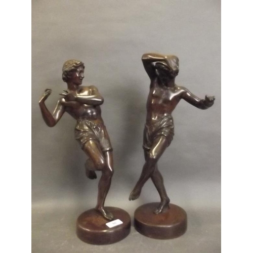 70 - A pair of bronze figures of dancing Neapolitan fishermen, the bases stamped 'A. Carrier', 17½