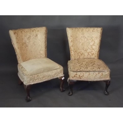 912 - Two Edwardian nursing chairs with shaped backs and cabriole supports, Best Bid