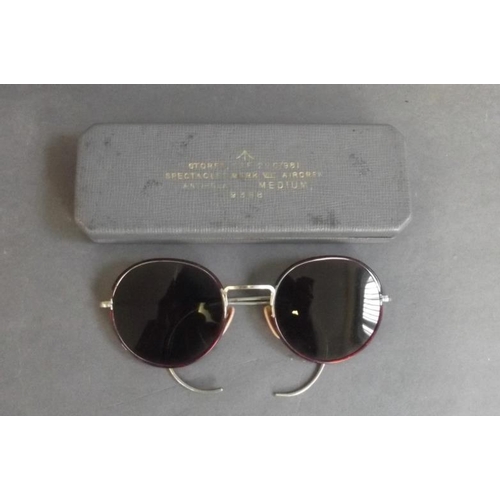 42 - A cased pair of WWII RAF Anti-Glare MK VIII Aircrew spectacles, size Medium