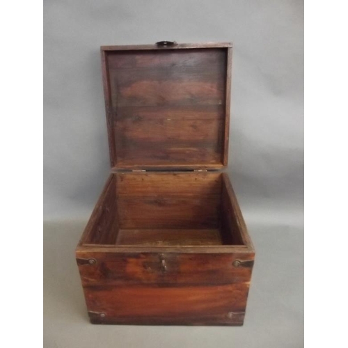 830 - A small hardwood chest with iron banding and fittings, 13