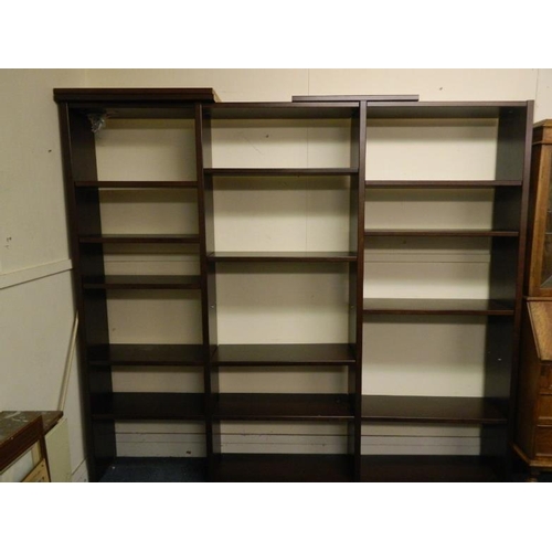 838 - A dark wood effect modular bookshelf with adjustable shelves, 88'' x 12'', 79'' high, Best Bid