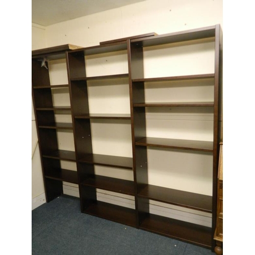 838 - A dark wood effect modular bookshelf with adjustable shelves, 88'' x 12'', 79'' high, Best Bid