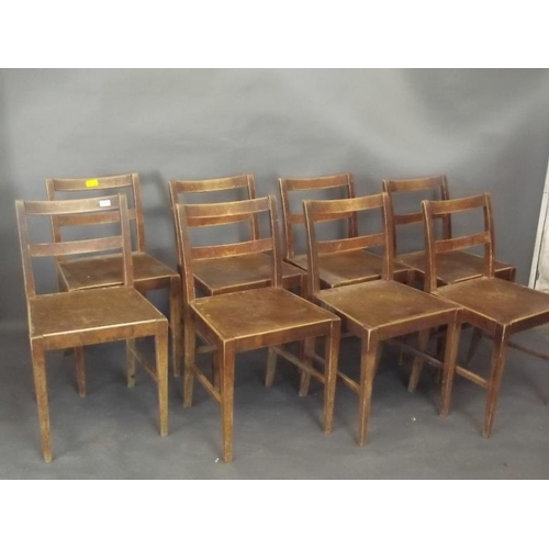 843 - A set of eight Swedish Bodafors birchwood chairs, labelled to base, mid C20th