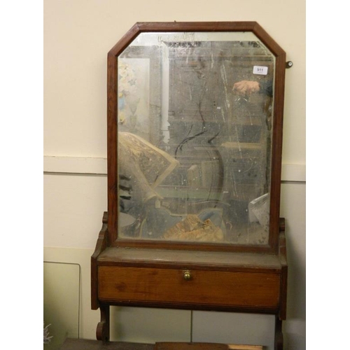 849 - A C19th pitch pine wall mirror with fall front cabinet door, 36