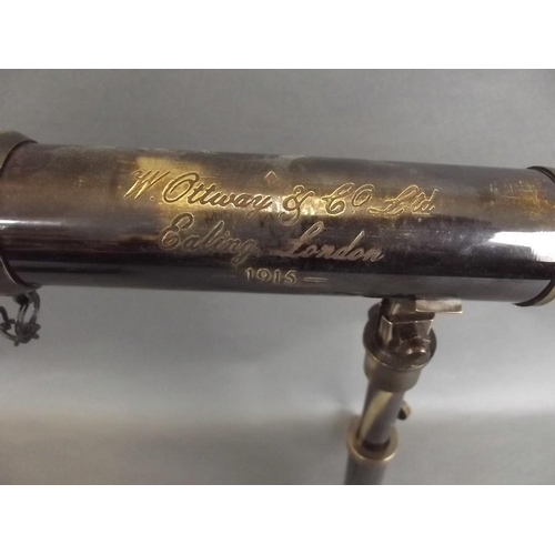 6 - A decorative telescope on stand, marked 'Ottway & Co. Ealing', 9½