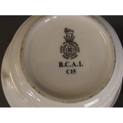 28 - A set of four Kellogg's Co. advertising cereal bowls, c1984, and a set of six Royal Doulton coffee c... 