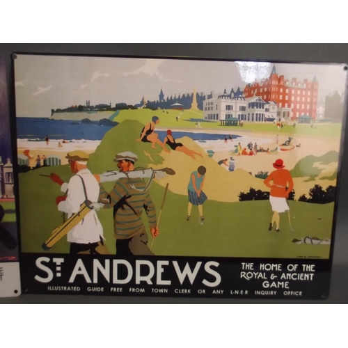 47 - Two metal advertising signs illustrated with St. Andrews Golf, 12